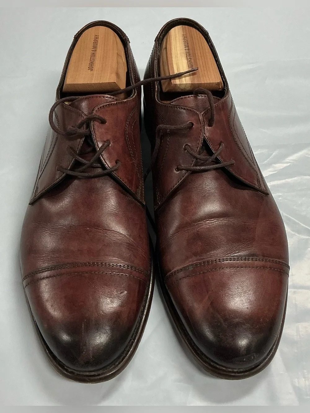 Johnston & Murphy Burnished Chestnut Brown Cap-Toe Derby PR26-10
